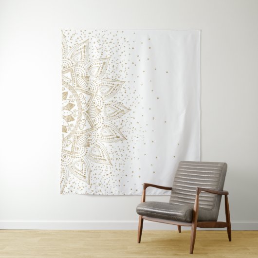 Tenture Elégante conception de points Mandala Or (En situation)