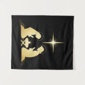 Tenture Élégante crèche d'or | Chrétien moderne (Devant (Horizontal))