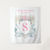 Tenture Élégante crête de Fête des mariées avec fond Rose (Devant)