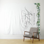 Tenture Élégante douche de mariée florale blanche et verdu (En situation (horizontale))