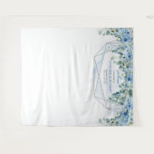 Tenture Elégante Dusty Blue fleurs et fond argenté (Devant (Horizontal))