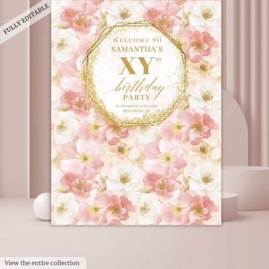 Tenture Elégante fête d'anniversaire rose pâle et rose