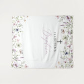 Tenture Élégante Fleur sauvage fille Baptême toile de fond (Devant (Horizontal))