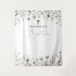 Tenture Élégante Fleur sauvage fille Baptême toile de fond