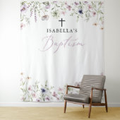 Tenture Élégante Fleur sauvage fille Baptême toile de fond (En situation)