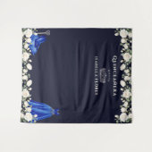 Tenture Elégante Quinceanera Florale Princesse Bleu foncé (Devant (Horizontal))