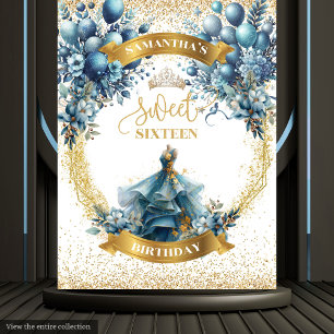 Tenture Élégante robe bleue Or Parties scintillant douce 1