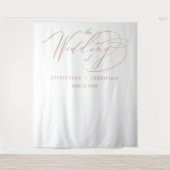 Tenture Élégante Rose Gold Calligraphie Script Mariage Bla (Devant)