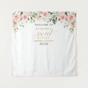 Tenture Elégante rose rousse roses vert or 16e anniversair