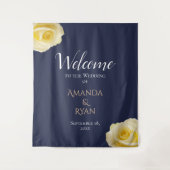 Tenture Elégante Roses Bleues Jaunes Mariage Floral Bienve (Devant)