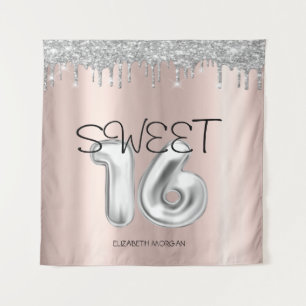 Tenture Élégantes gouttes d'argent Rose Gold Sweet 16