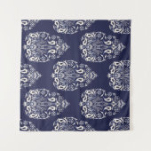 Tenture élément motif transparent damassé bleu (Devant (Horizontal))
