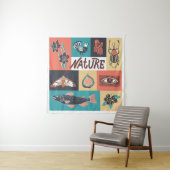 Tenture Éléments de la nature, Icônes de style rétro. (En situation)