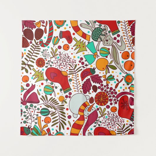 Tenture Éléments de Noël festifs Design sans couture (Devant (Horizontal))