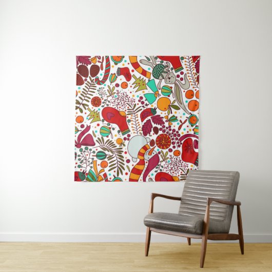 Tenture Éléments de Noël festifs Design sans couture (En situation (horizontale))