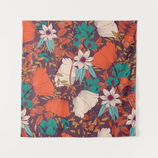 Tenture Éléments Floraux : Dessin Main Sans Couture. (Devant)