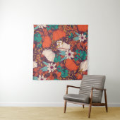 Tenture Éléments Floraux : Dessinés à la Main Sans Couture (En situation (horizontale))