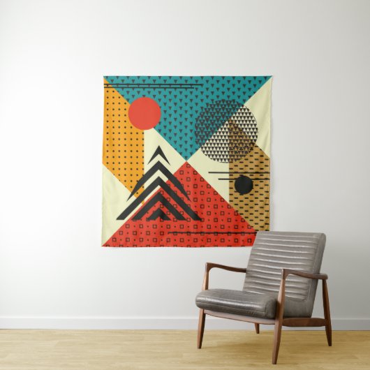 Tenture Éléments géométriques tendance. Texture de style r (En situation)