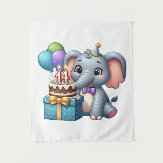 Tenture Éléphant 14e anniversaire (Devant)