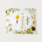 Tenture Elephant and Sunflower Animal First Birthday (Devant (Horizontal))