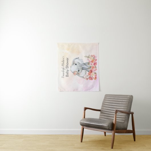 Tenture Elephant Baby shower Boho Chic (En situation)