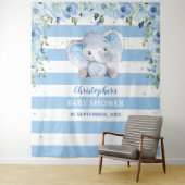 Tenture Éléphant bébé blus floral argent Baby Shower (En situation)