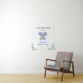 Tenture Elephant Blue Stars Boy Baby shower fond (En situation)