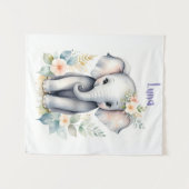 Tenture Éléphant de bébé en fleurs (Devant (Horizontal))