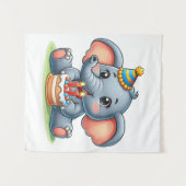Tenture Éléphant Mignon 11ème Anniversaire (Devant (Horizontal))