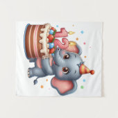 Tenture Éléphant Mignon 12ème Anniversaire (Devant (Horizontal))