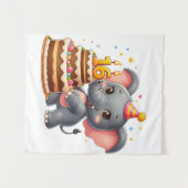 Tenture Éléphant mignon 16e anniversaire (Devant (Horizontal))