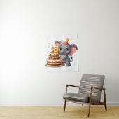 Tenture Éléphant mignon 16e anniversaire (En situation)