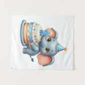 Tenture Éléphant Mignon 2ème Anniversaire (Devant (Horizontal))