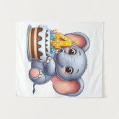 Tenture Éléphant Mignon 4ème Anniversaire (Devant (Horizontal))