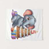 Tenture Éléphant Mignon 5ème Anniversaire (Devant (Horizontal))