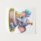 Tenture Éléphant Mignon 6ème Anniversaire (Devant (Horizontal))