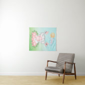 Tenture Eléphant mignon bébé avec fleurs roses (En situation (horizontale))