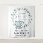 Tenture Eléphant mignon Eucalyptus Baby Boy Douche Bienven (Devant)