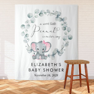 Tenture Eléphant mignon Eucalyptus Baby Girl Douche Bienve