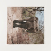 TENTURE ÉLÉPHANT NOIR MARCHANT SUR SABLE BROWN (Devant (Horizontal))