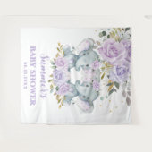 Tenture Elephant violet Baby shower à jumeaux floraux Cont (Devant (Horizontal))