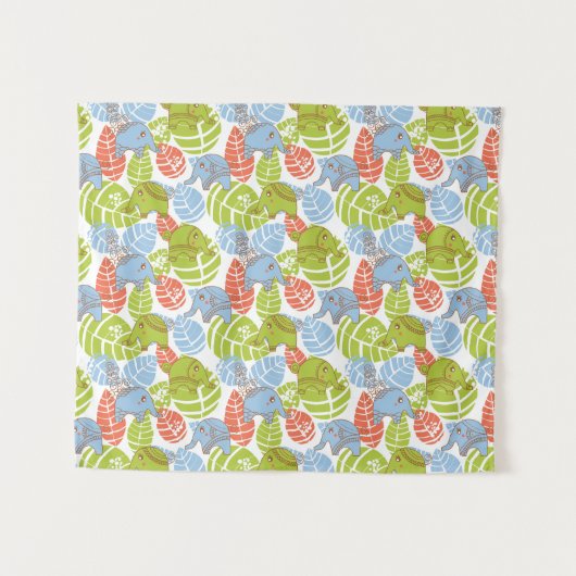 Tenture Éléphants colorés de jungle (Devant (Horizontal))