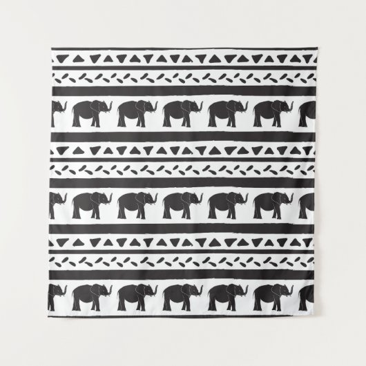 Tenture Eléphants, lignes, triangles, sans couture décorat (Devant)