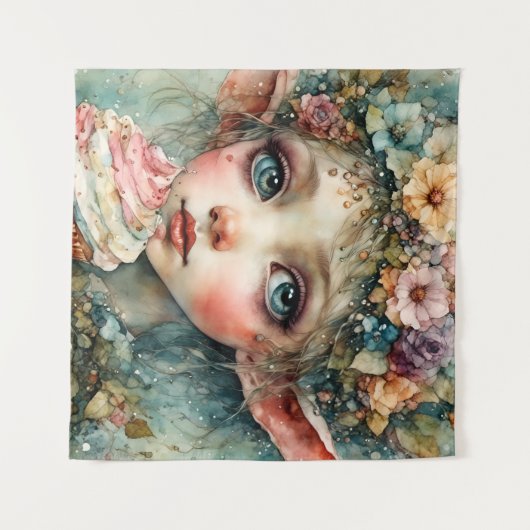 Tenture Elfe adorable avec un cupcake (Devant (Horizontal))