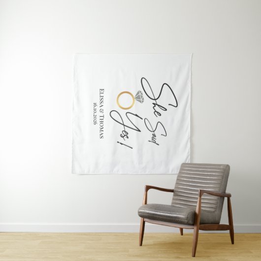 Tenture Elle a dit Oui ! Bannière d'arrière-plan mariage e (En situation (horizontale))