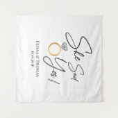 Tenture Elle a dit Oui ! Bannière de toile de fond de mari (Devant (Horizontal))