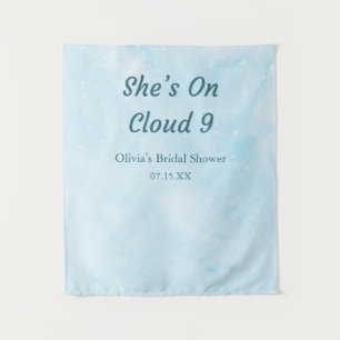 Tenture Elle est sur nuage 9 Fête des mariées bleu ciel fo