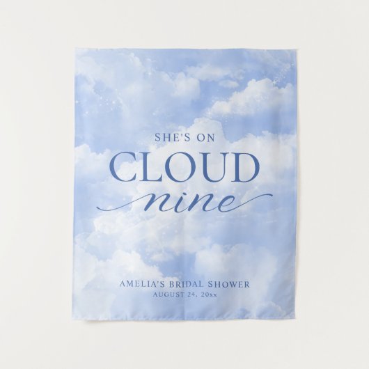 Tenture Elle est sur un bleu Cloud Nine pour la fête de ma (Devant)