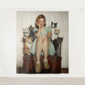 Tenture Embracer les Vibes de Lady Cat Retro Crazy (Devant)