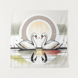Tenture Embrasser le cygne à Dusk